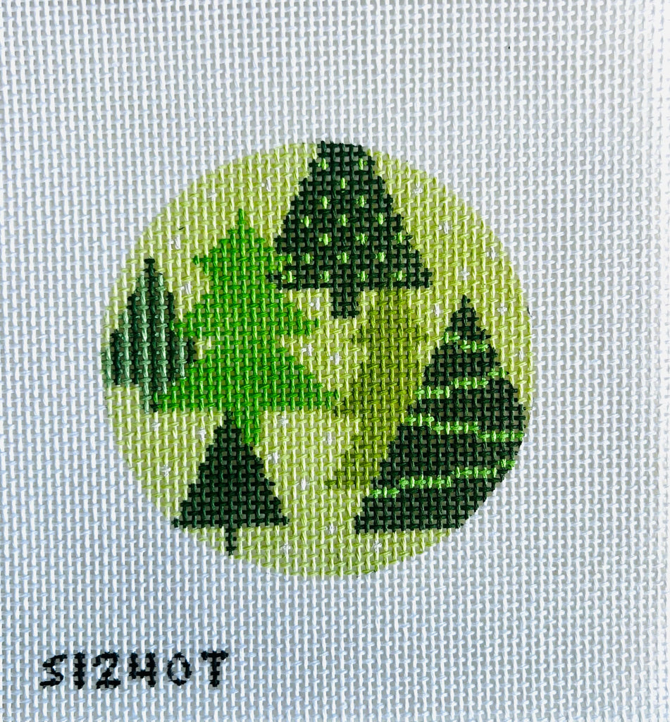 Green Trees Round Canvas - KC Needlepoint