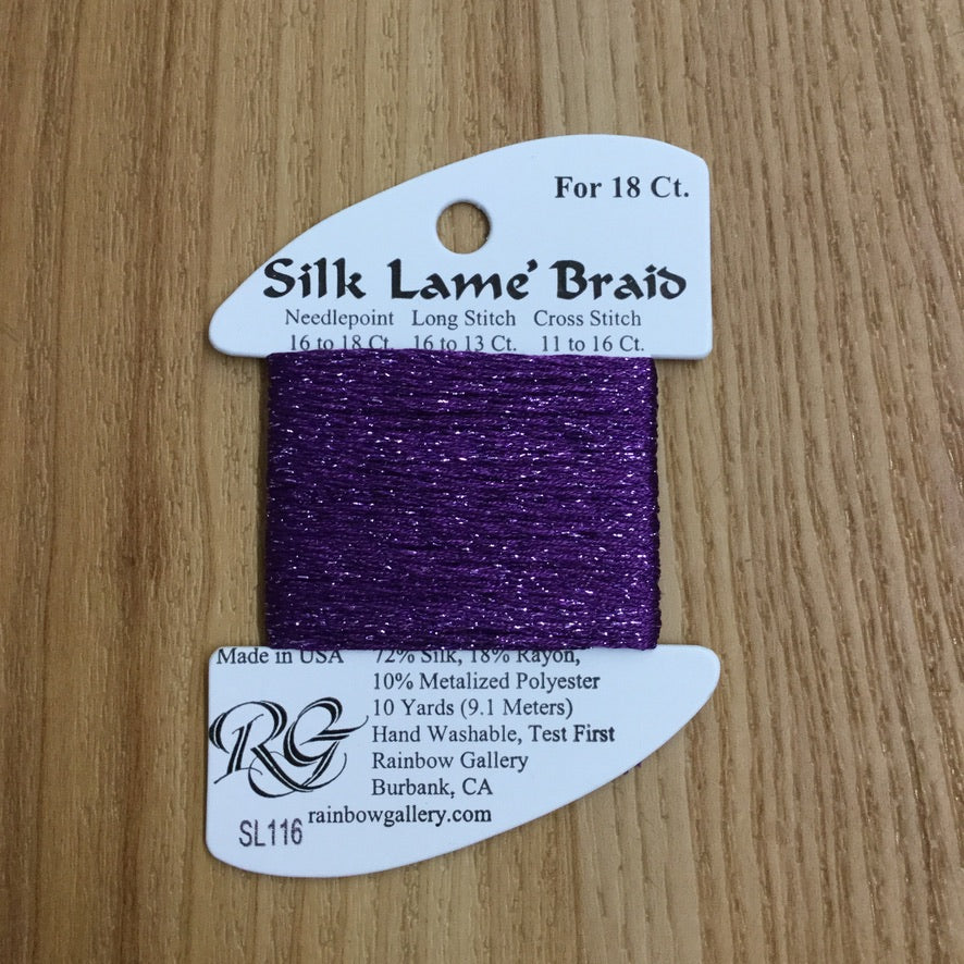 Silk Lamé Braid SL116 Med Violet - needlepoint