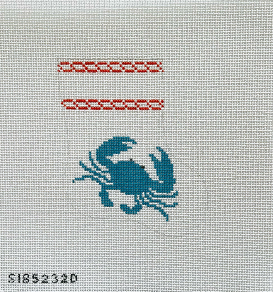 Crab Mini Sock Canvas - KC Needlepoint