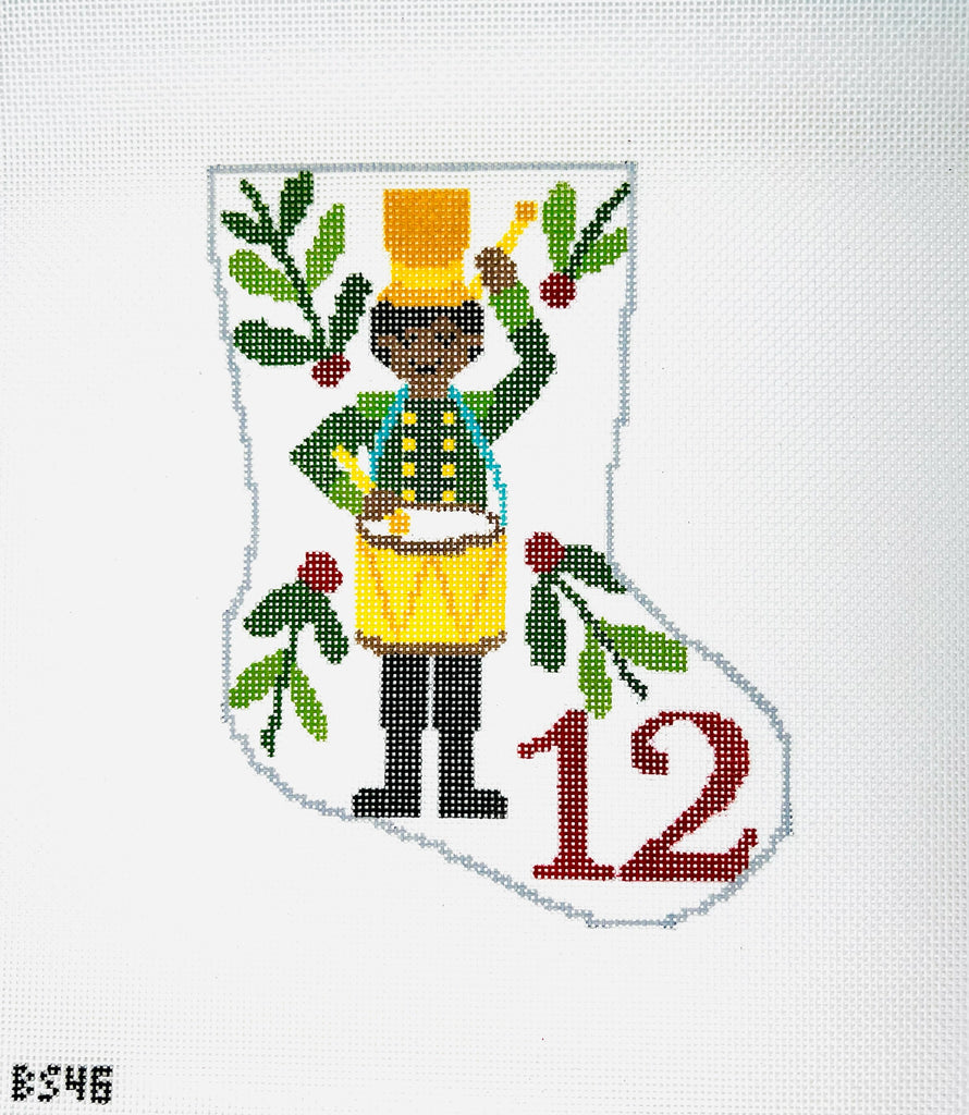 Twelve Drummers Drumming Ornament Sized Stocking Canvas - KC Needlepoint