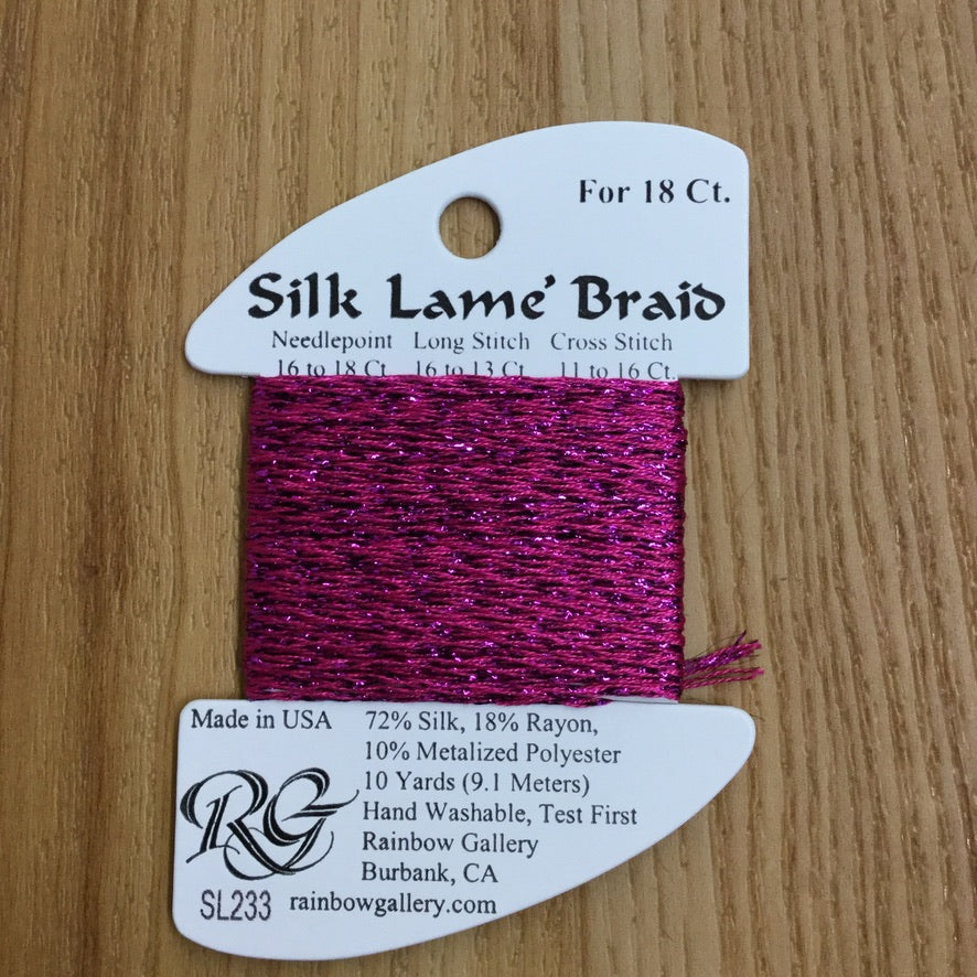 Silk Lamé Braid SL233 Festival Fuchsia - needlepoint