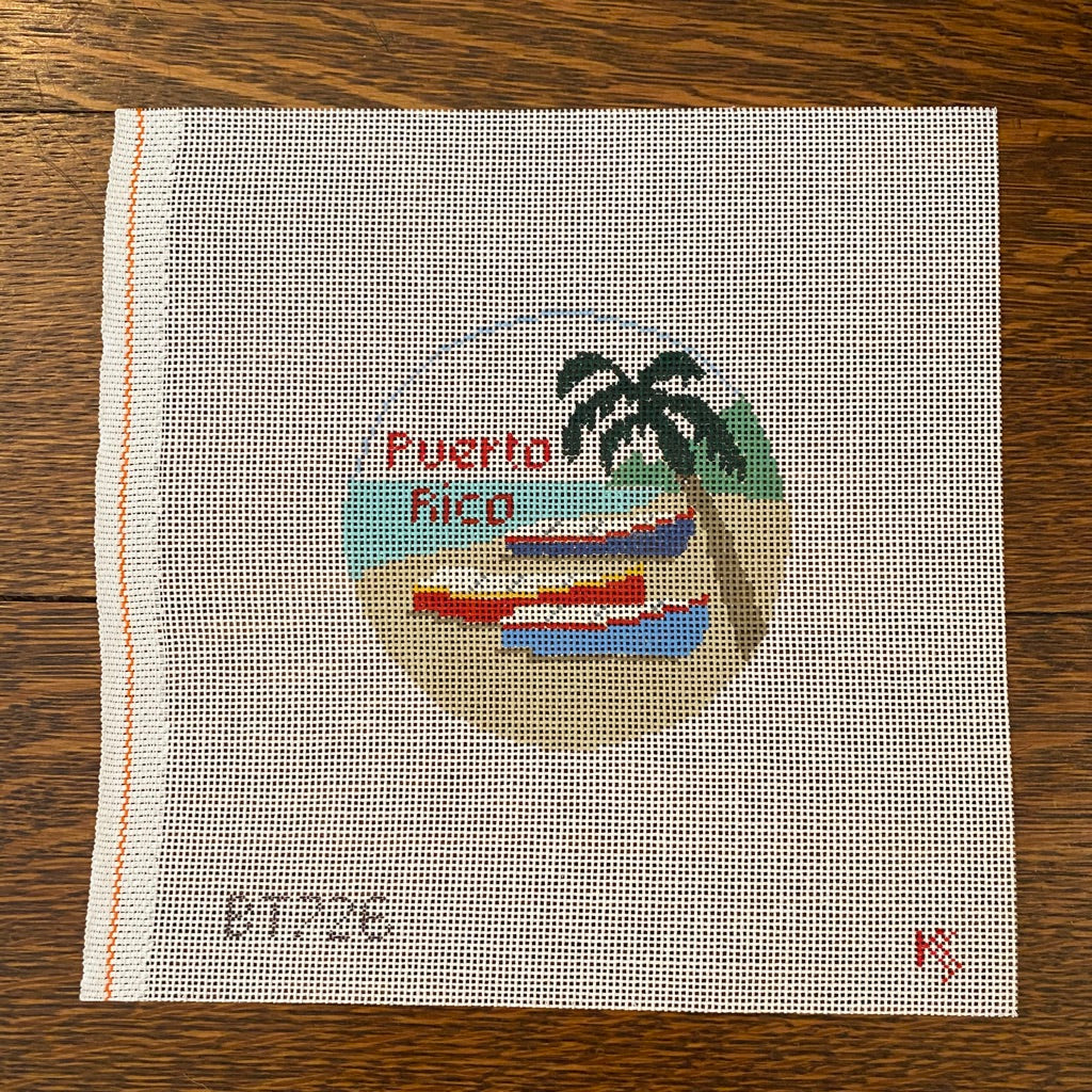 Puerto Rico Travel Round Canvas - needlepoint