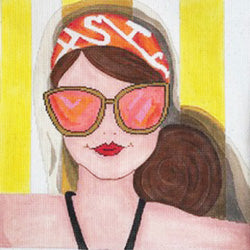 Lady with Sunglasses Canvas - KC Needlepoint