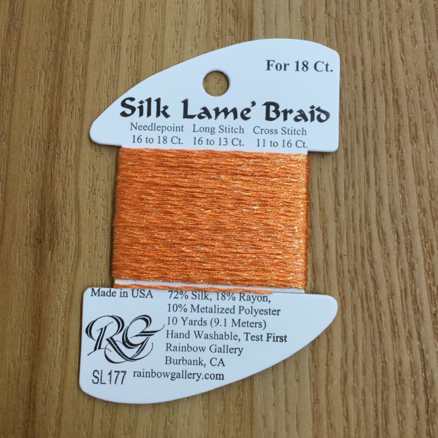 Silk Lamé Braid SL177 Orange Pop - KC Needlepoint