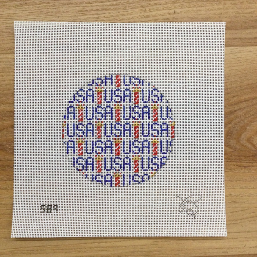 USA Large Round Needlepoint Canvas KC Needlepoint