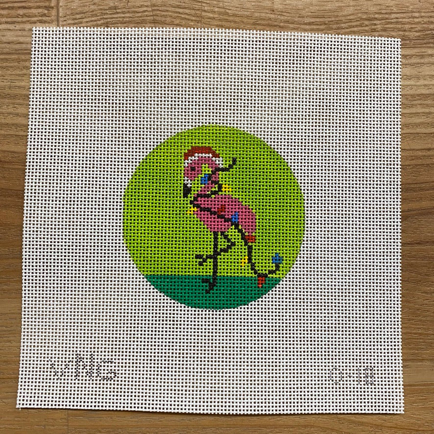 Flamingo Fun Round Canvas - KC Needlepoint