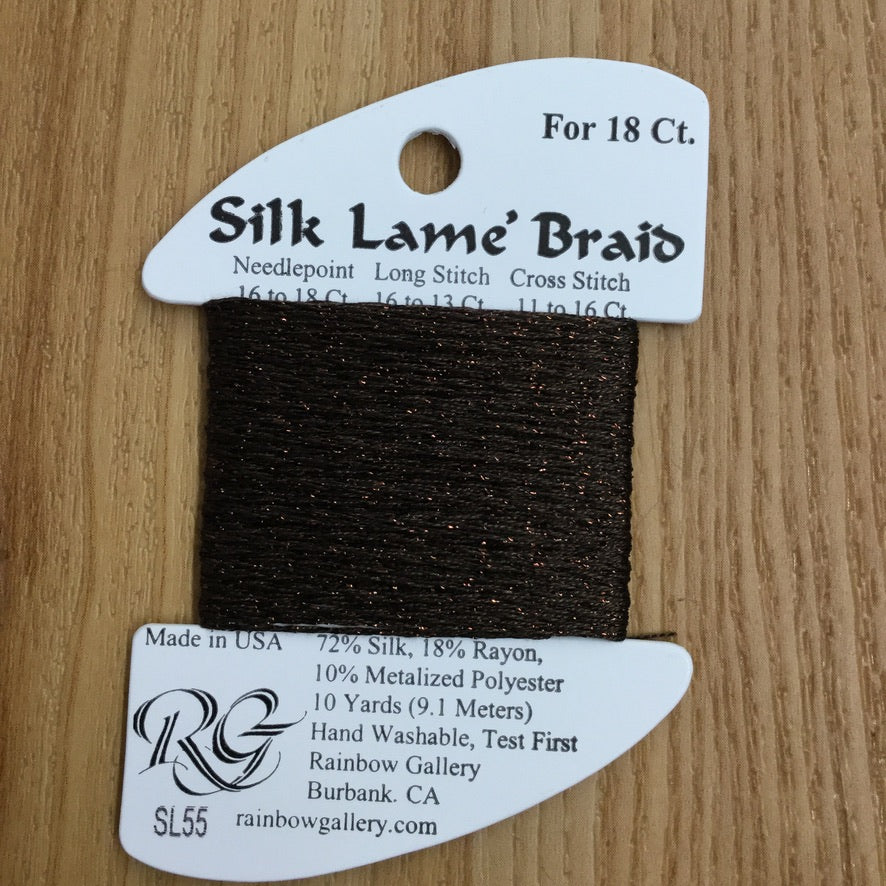 Silk Lamé Braid SL55 Dark Chocolate - KC Needlepoint