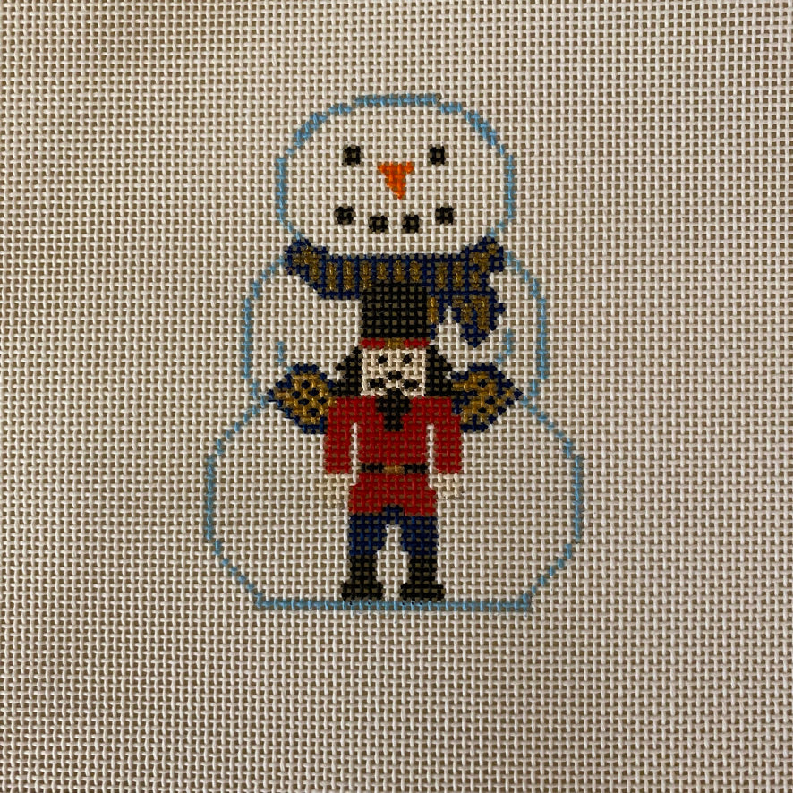 Snowman with Nutcracker Canvas - KC Needlepoint