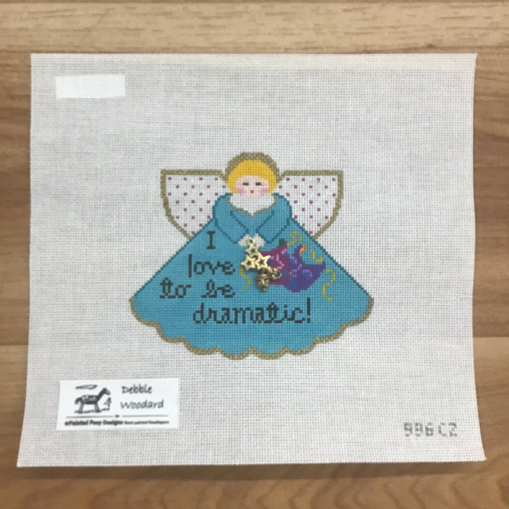 I Love to Be Dramatic Angel Canvas - KC Needlepoint