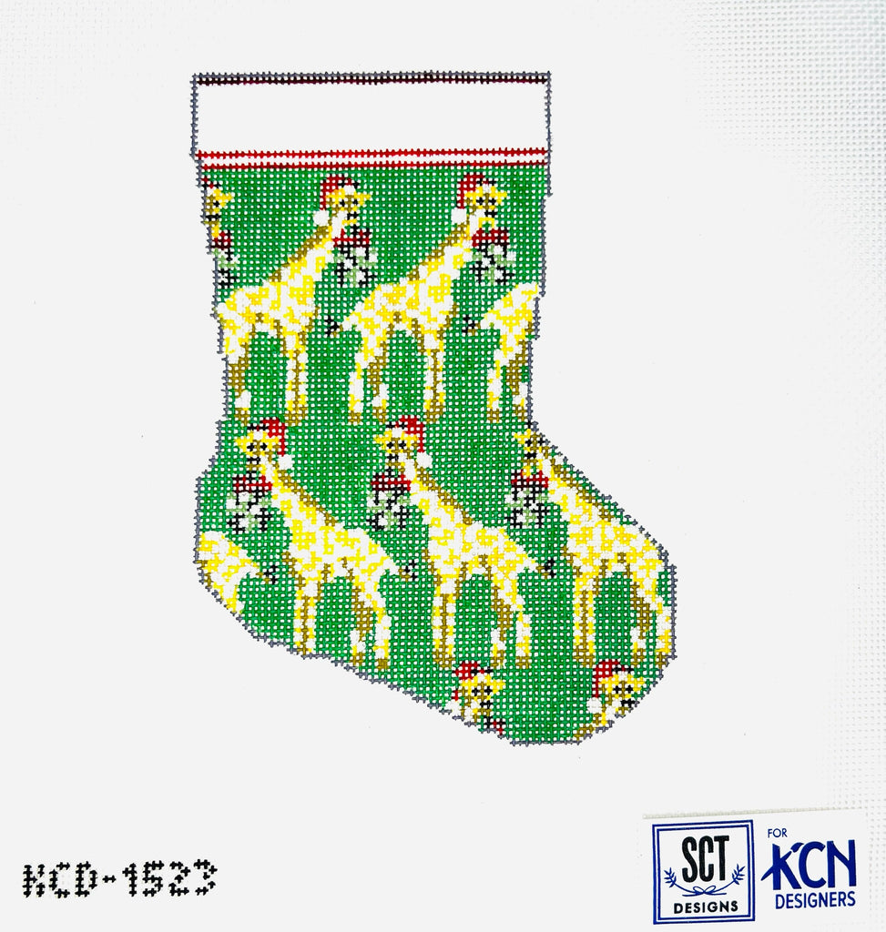 Giraffe Mini Sock Canvas - KC Needlepoint