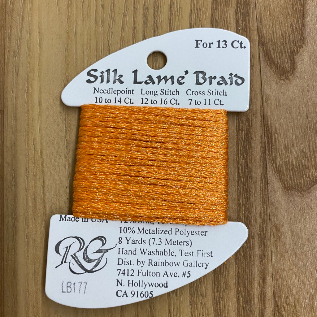 Silk Lamé Braid LB177 Orange Pop - KC Needlepoint