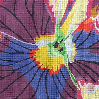 Purple Face Pansy Needlepoint Canvas - KC Needlepoint