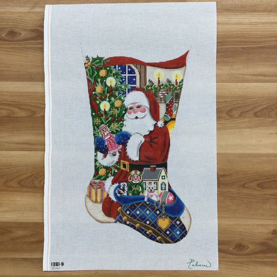 Santa's Presents Girl Stocking Canvas - needlepoint