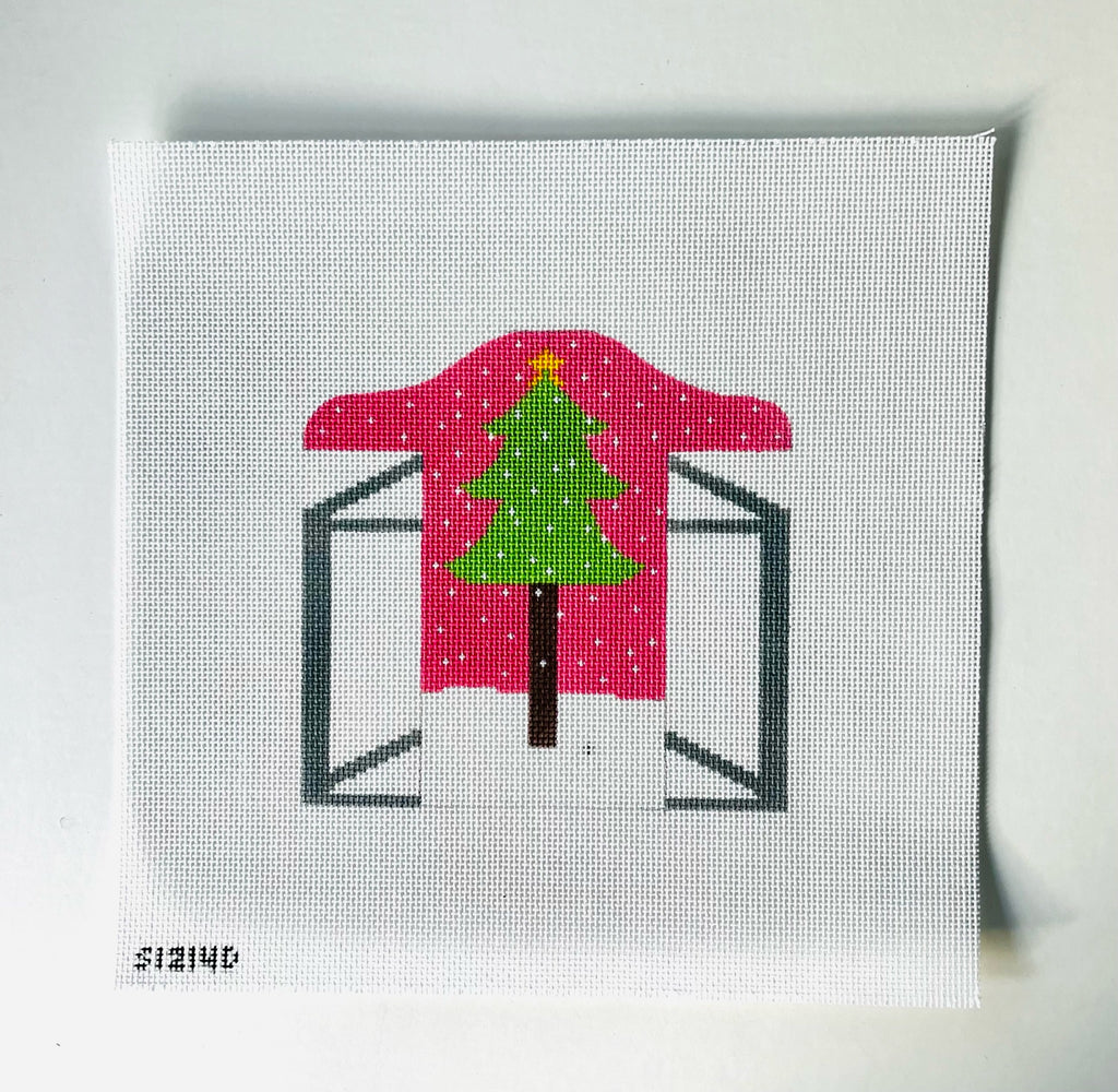Christmas Tree Sled Canvas - KC Needlepoint
