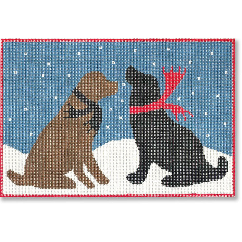 Evening Snow Dogs Canvas - KC Needlepoint