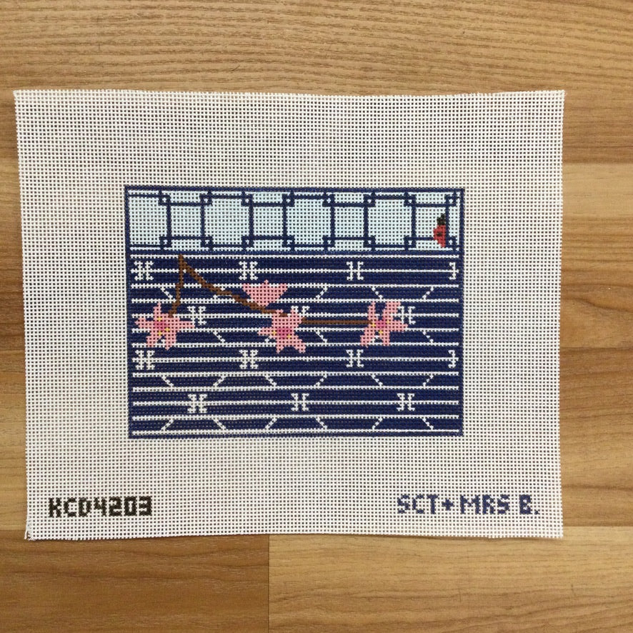 Cherry Blossom Mini Clutch Canvas - KC Needlepoint
