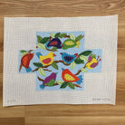 Birds on Blue Background Brick Canvas - KC Needlepoint