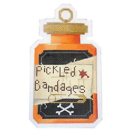 Pickled Bandages Halloween Bottle Canvas - KC Needlepoint