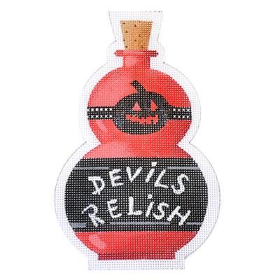 Devil's Relish Halloween Bottle Canvas - KC Needlepoint