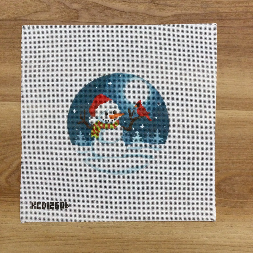 2021 Snowman and Cardinal Ornament Canvas - KC Needlepoint