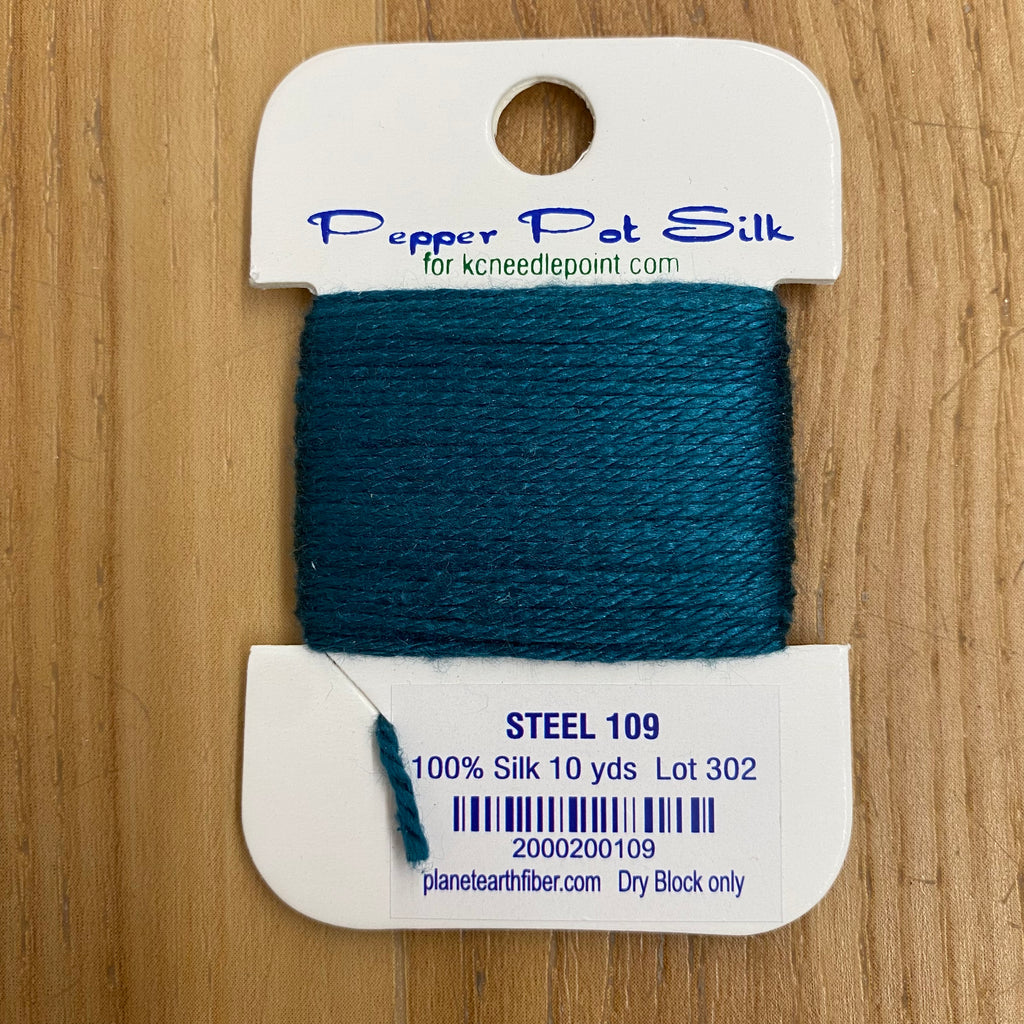 Pepper Pot Silk Card 109 Steel - KC Needlepoint