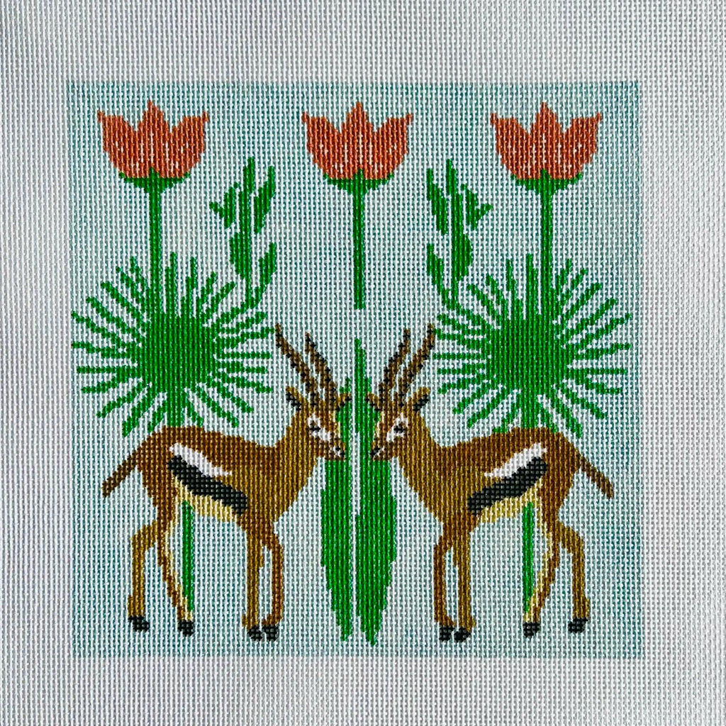 Antelope with Palms Canvas - KC Needlepoint