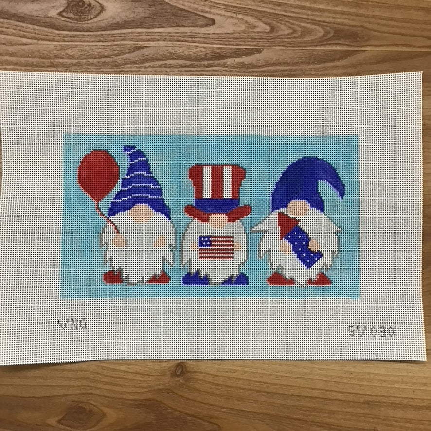 Patriotic Gnomes Canvas - KC Needlepoint