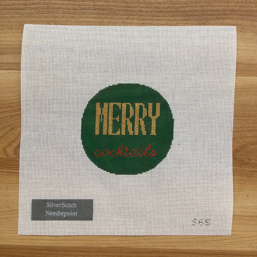 Merry Cocktails Round Canvas - KC Needlepoint