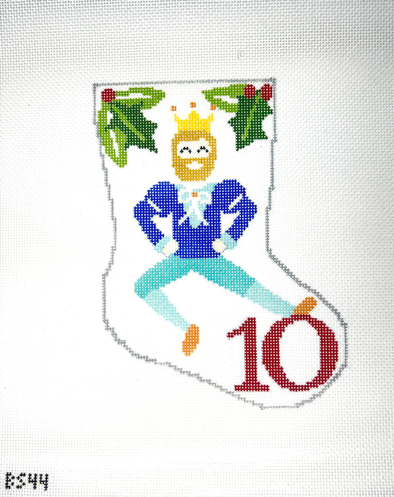 Ten Maids a Milking Ornament Sized Stocking Canvas - KC Needlepoint