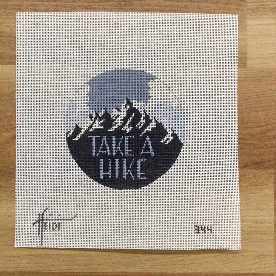 Take a Hike Round Canvas - needlepoint