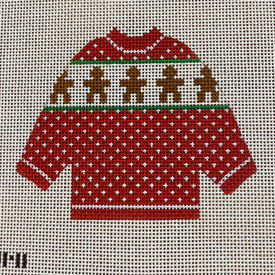 Gingerbread Pullover Needlepoint Canvas - KC Needlepoint