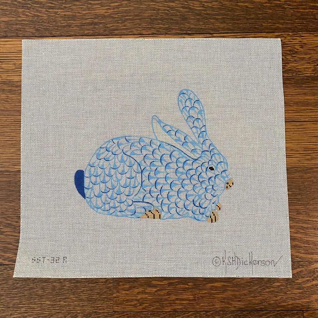 Herend Blue Bunny Needlepoint Canvas - KC Needlepoint