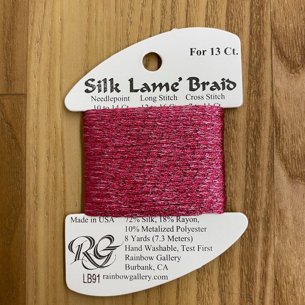 Silk Lamé Braid LB91 Dark Raspberry - KC Needlepoint