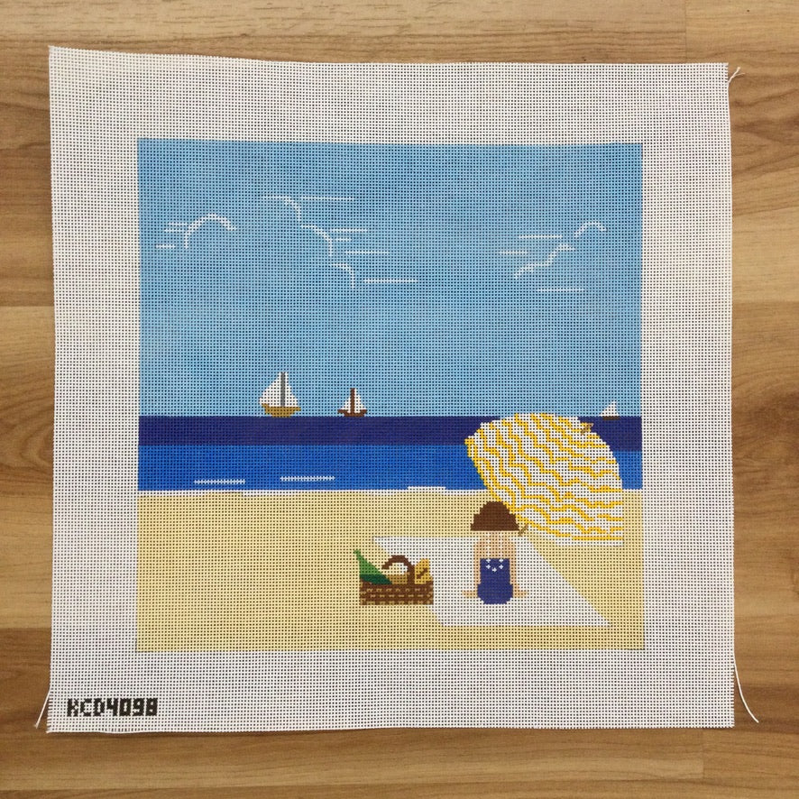 A Day at the Beach Canvas - KC Needlepoint