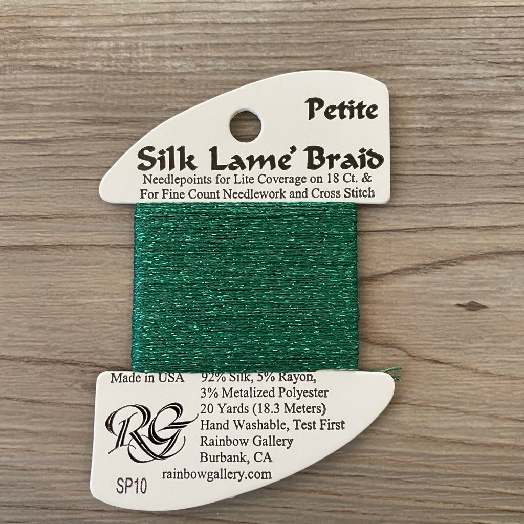 Petite Silk Lamé Braid SP10 Green - KC Needlepoint