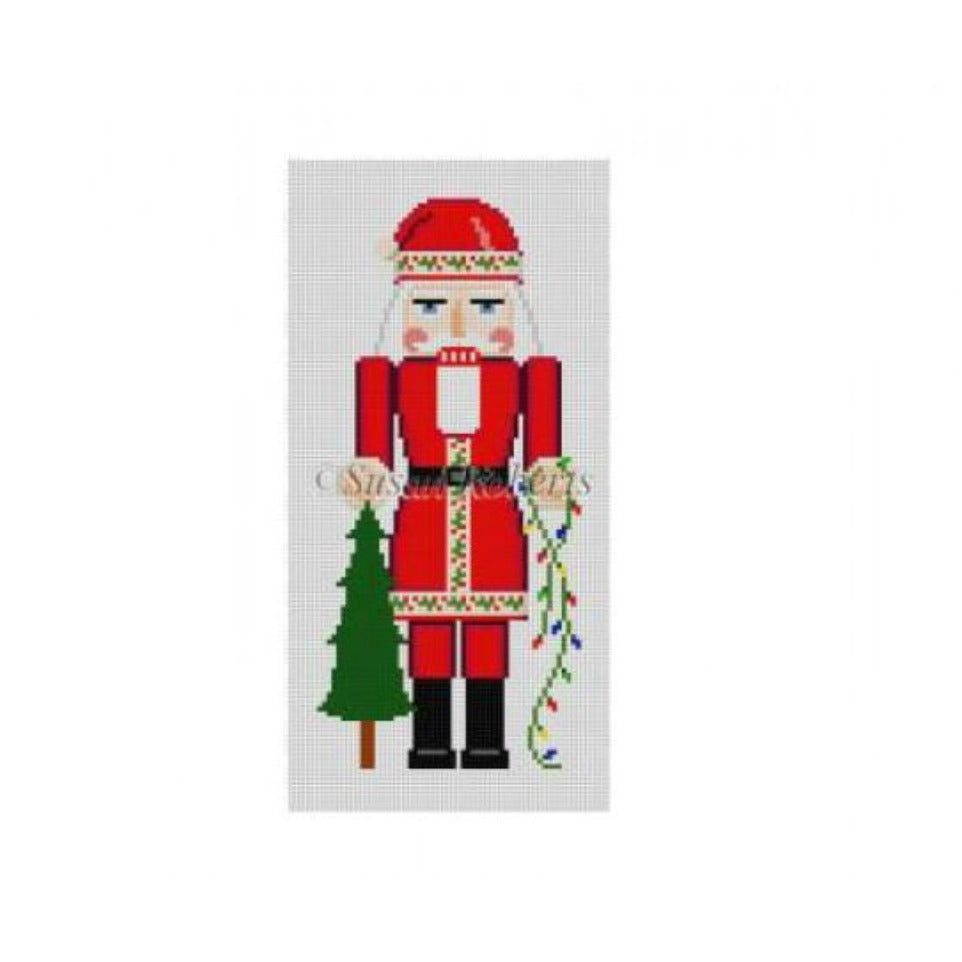 Santa with Tree Nutcracker Canvas - KC Needlepoint