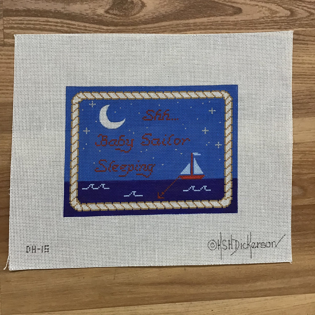 Blue Shh..Baby Sailor Sleeping Canvas - KC Needlepoint
