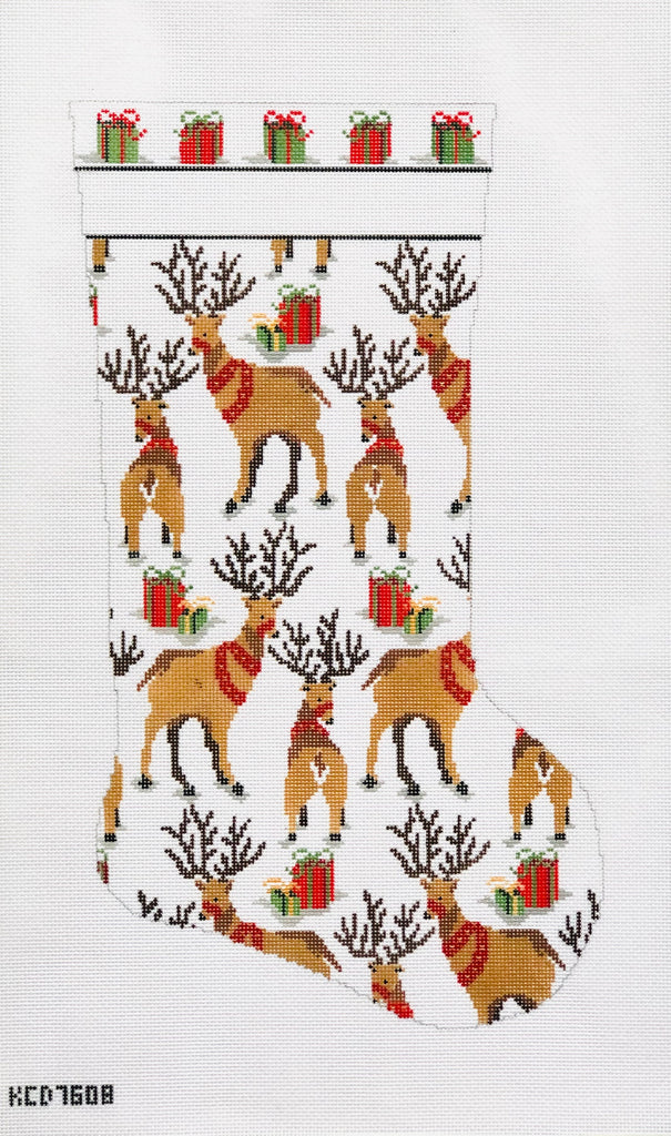 Reindeer Stocking Canvas - KC Needlepoint