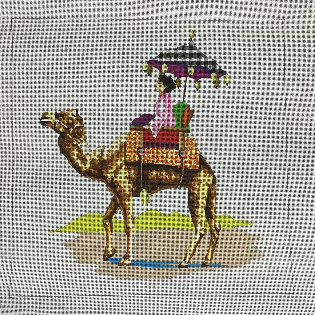 Camel with Woman Canvas - KC Needlepoint