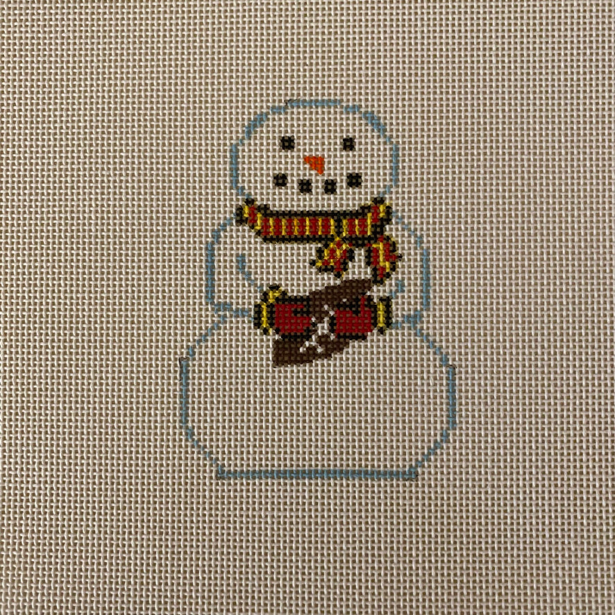 Snowman with Football Canvas - KC Needlepoint