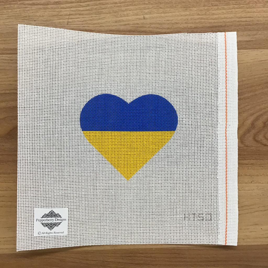 Ukrainian Flag Heart Canvas - KC Needlepoint