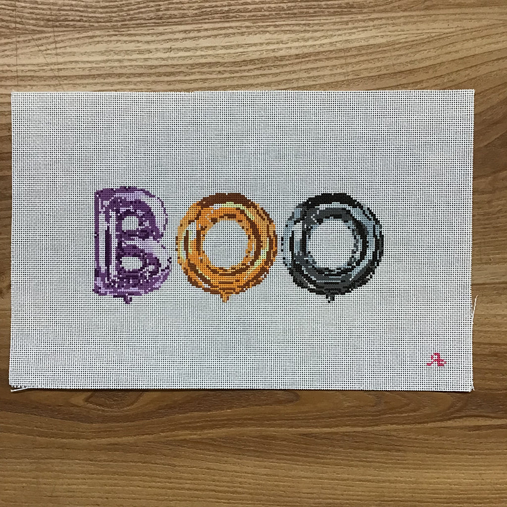 BOO Mylar Balloon Letters Canvas - KC Needlepoint