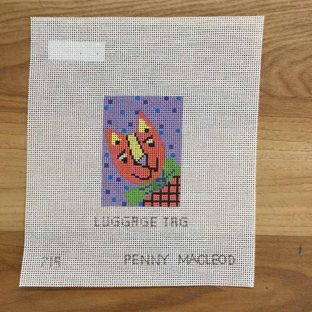 Cat Luggage Tag Canvas KC Needlepoint