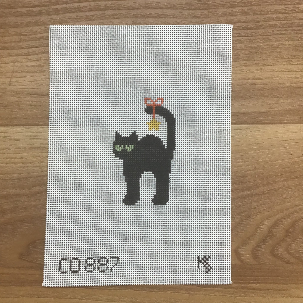 Tiny Black Cat Canvas - KC Needlepoint
