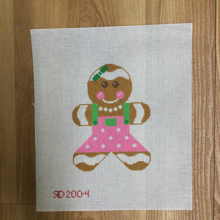 Pink Gingerbread Girl Canvas - needlepoint