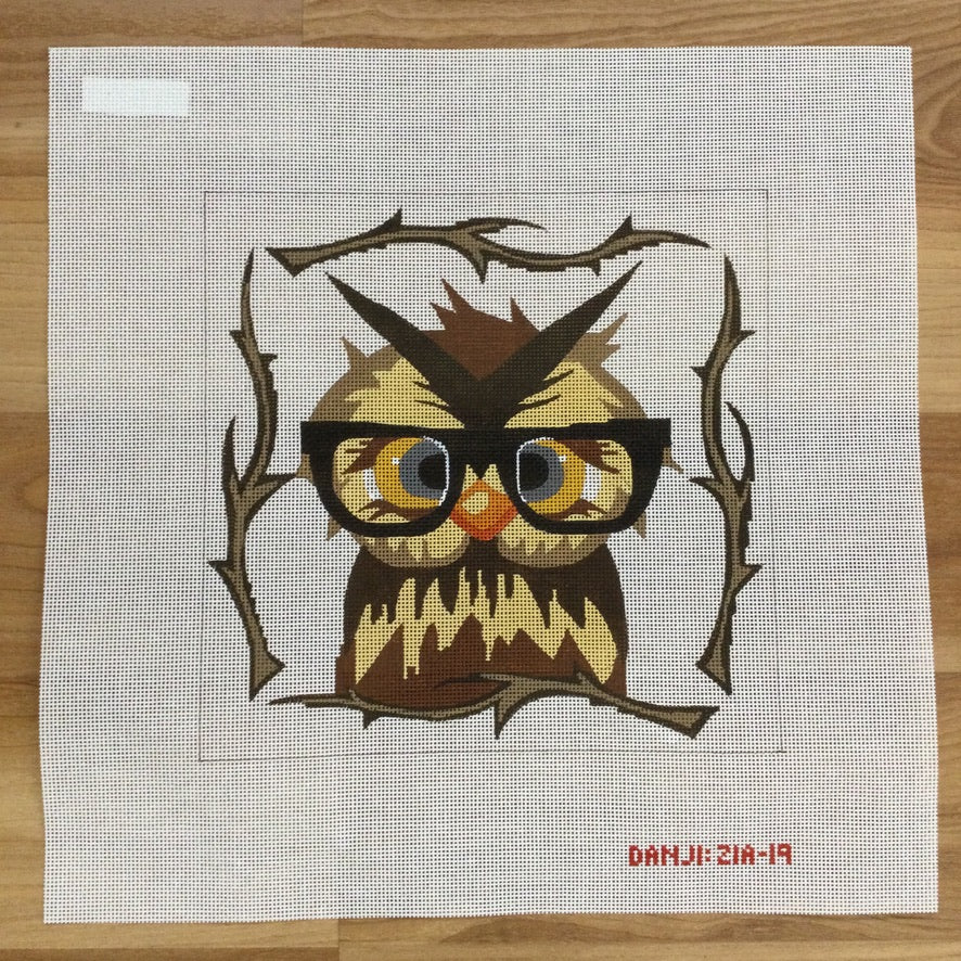 Owl with Glasses Canvas - needlepoint