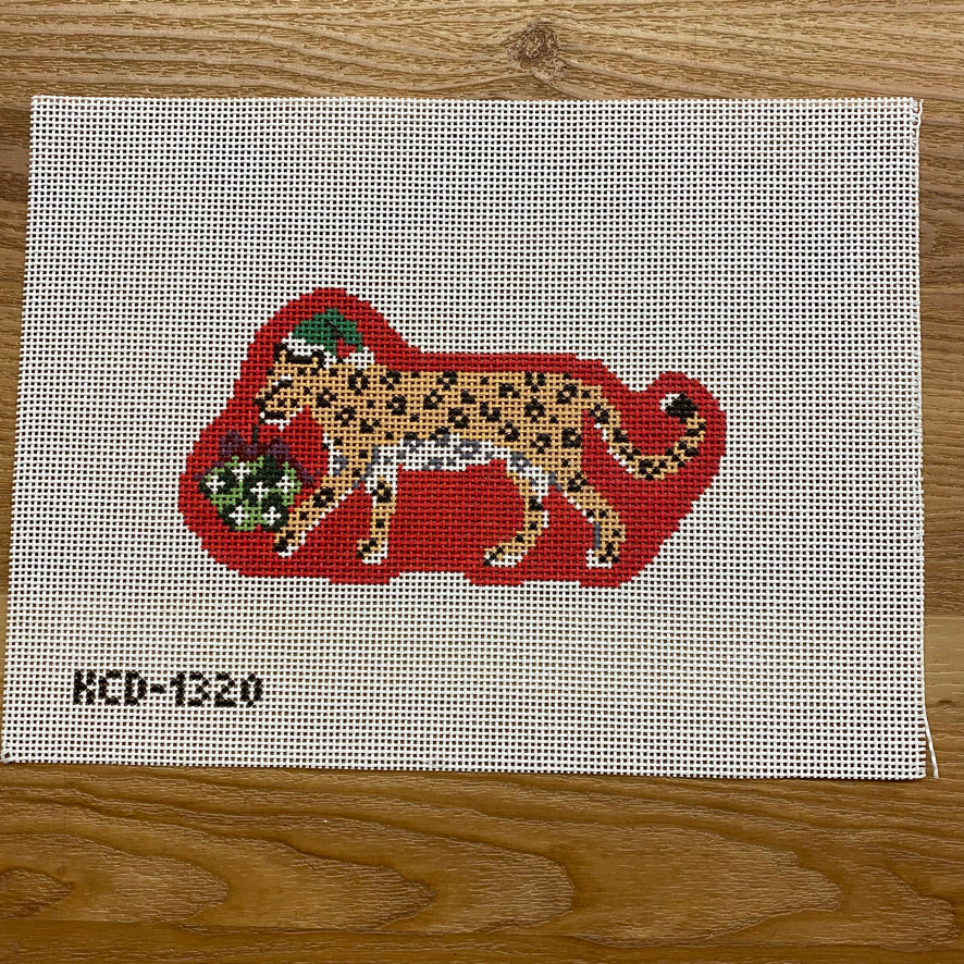 Holiday Leopard Ornament Canvas - KC Needlepoint