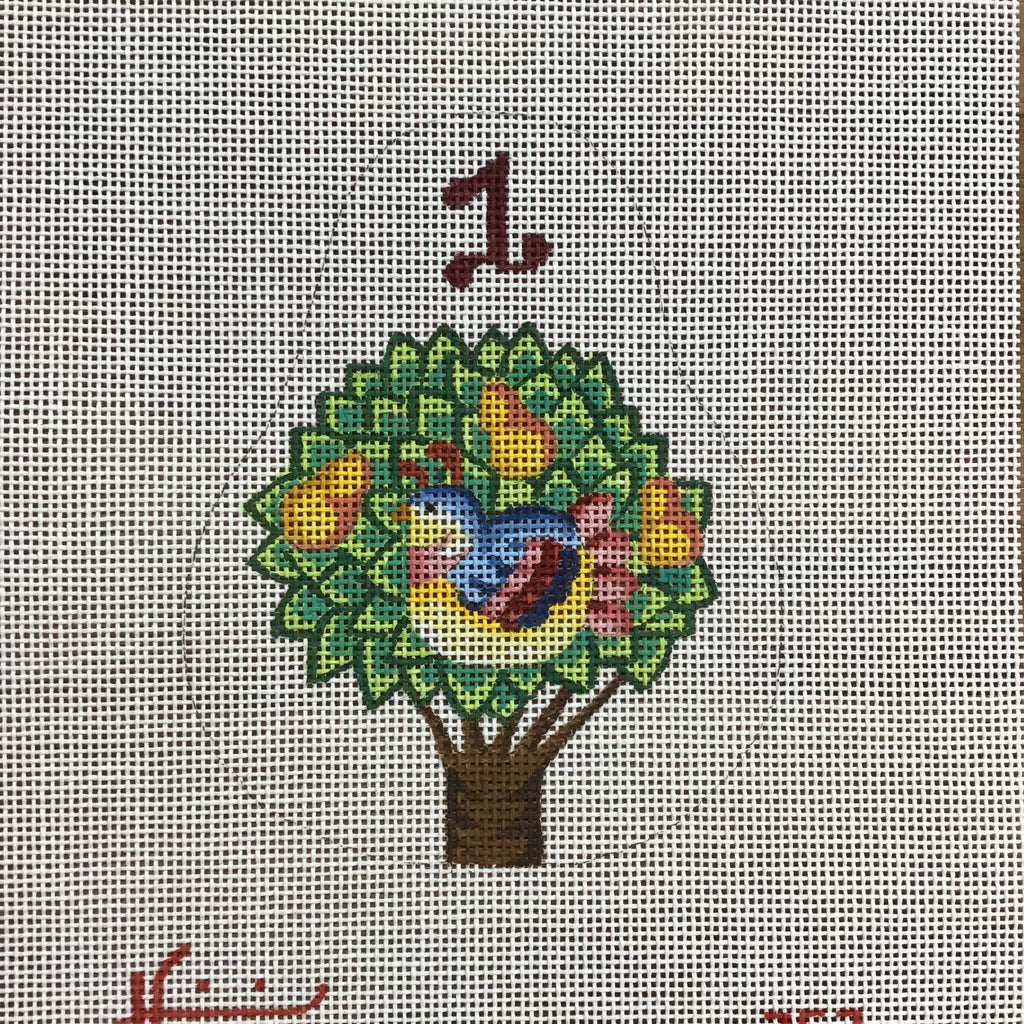 Partridge in a Pear Tree Pear Canvas - KC Needlepoint