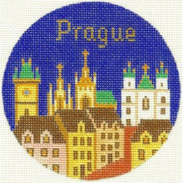 Prague 4 1/4" Travel Round Needlepoint Canvas - KC Needlepoint