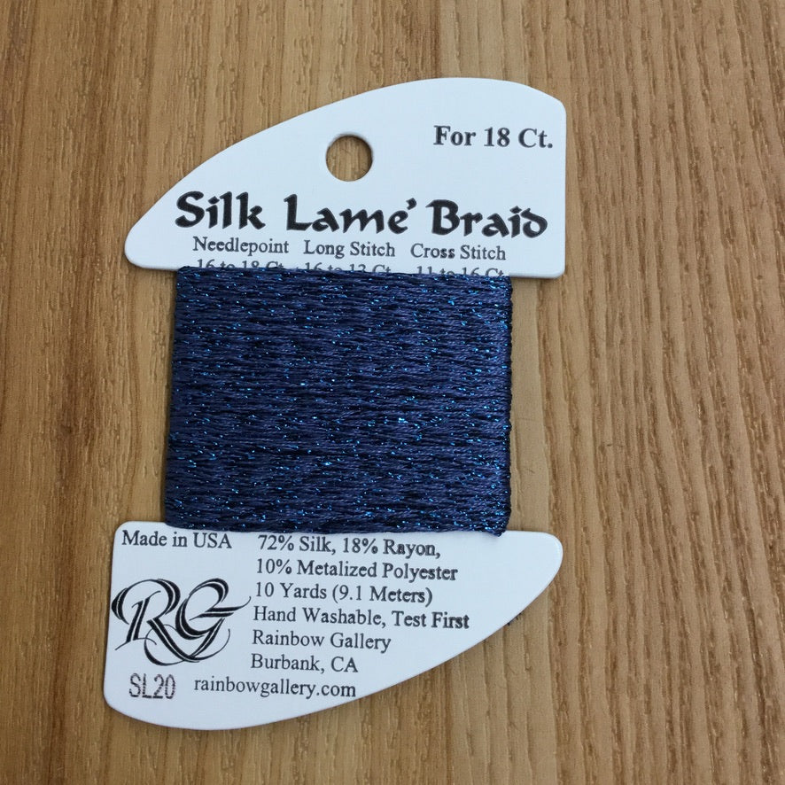 Silk Lamé Braid SL20 Dark Antique Blue - KC Needlepoint